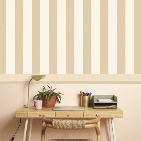 Papier peint vinyle sur intissé rayures beige et blanc LINES - Basics par Caselio - 104041050