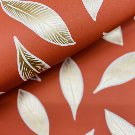 Papier peint intissé végétal terracotta et or GABON - Odyssée par Caselio - 101443339