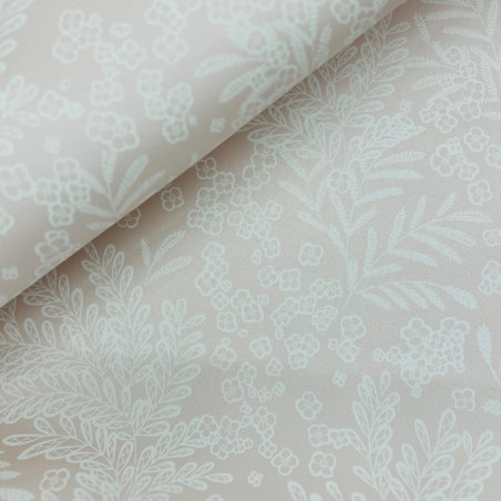 Papier peint vinyle sur intissé floral blanc et rose SEPTEMBER - Flower Power par Caselio - 101894040