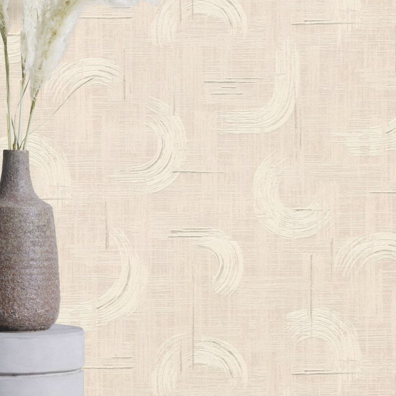 Papier peint intissé géométrique beige GRAPHIC CURVES - Sélection par Rasch - 429046