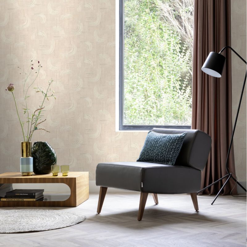 Papier peint intissé géométrique beige GRAPHIC CURVES - Sélection par Rasch - 429046