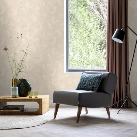 Papier peint intissé géométrique beige GRAPHIC CURVES - Sélection par Rasch - 429046