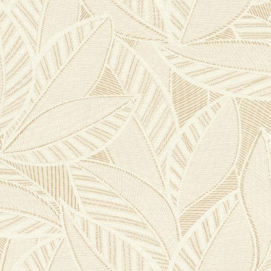 Papier peint intissé végétal beige et camel TAPIS DE FEUILLES - Sélection par Rasch - 693492