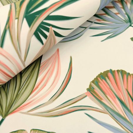 Papier peint intissé végétal corail et vert OISEAUX DE PARADIS - Sélection par Rasch - 583137