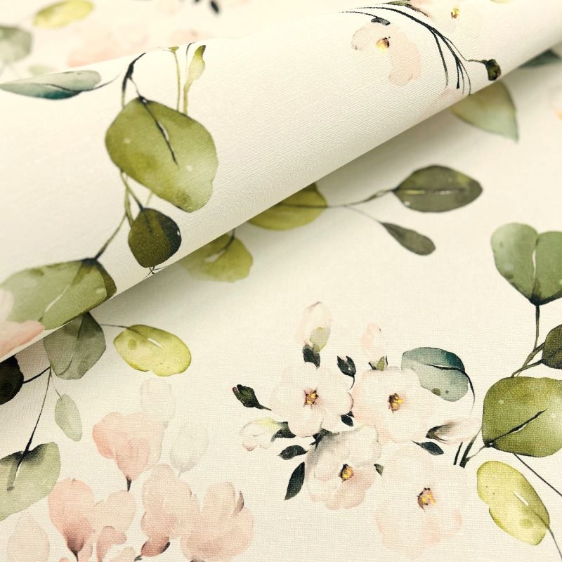 Papier peint intissé floral roseet vert FLEURS BUCOLIQUES - Sélection par Rasch - 582215