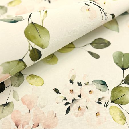 Papier peint intissé floral roseet vert FLEURS BUCOLIQUES - Sélection par Rasch - 582215