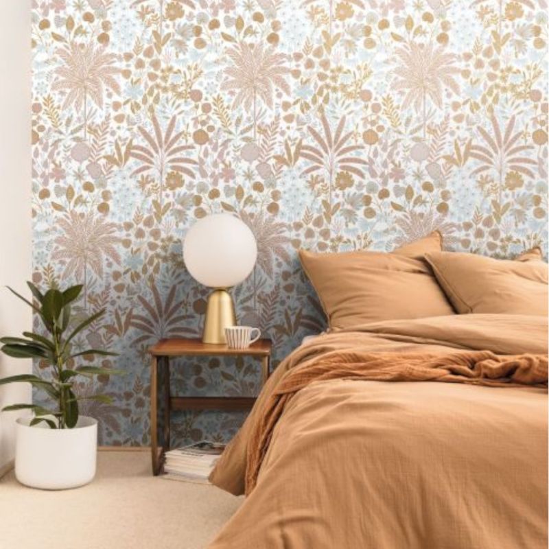 Papier peint intissé végétal bleu et terracotta HOPE - Hygge par Caselio - 100594811