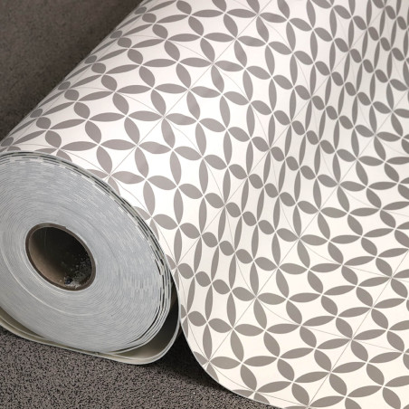 Sol Vinyle/PVC - 2m - carrelage origami blanc et gris MAGALI T91 - Essential Bingo par IVC