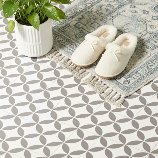 Sol Vinyle/PVC - 2m - carrelage origami blanc et gris MAGALI T91 - Essential Bingo par IVC