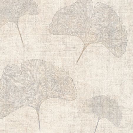 Papier peint vinyle sur intissé floral gris et argenté GINGKO - Borneo par As Creation - 32265-3