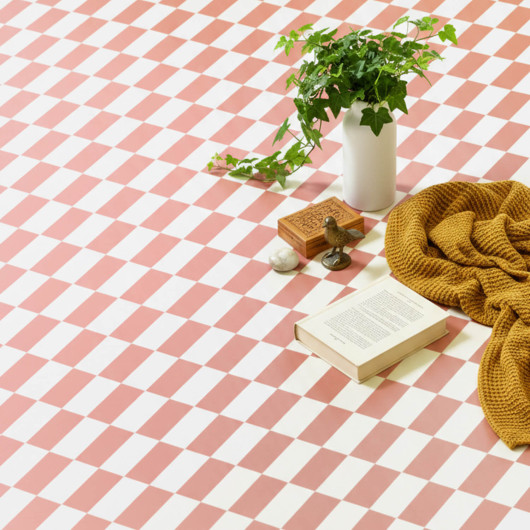 Sol Vinyle/PVC - 2m - carrelage vieux rose et blanc TARIFA 514 - Essential Primo par IVC