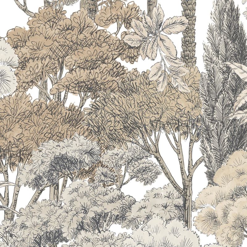 Papier peint intissé végétal beige et noir FOREST- Karuna par Grandeco - A76301