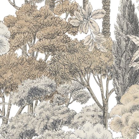 Papier peint intissé végétal beige et noir FOREST- Karuna par Grandeco - A76301