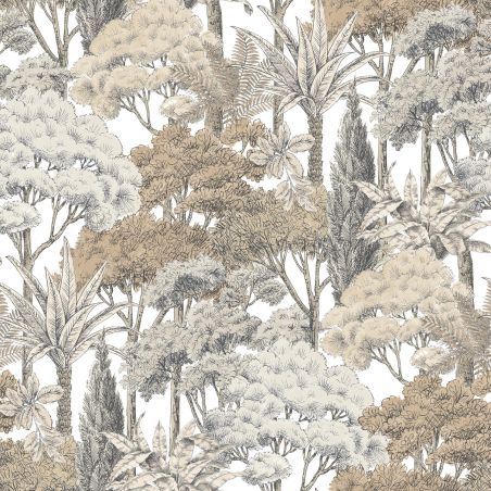 Papier peint intissé végétal beige et noir FOREST- Karuna par Grandeco - A76301