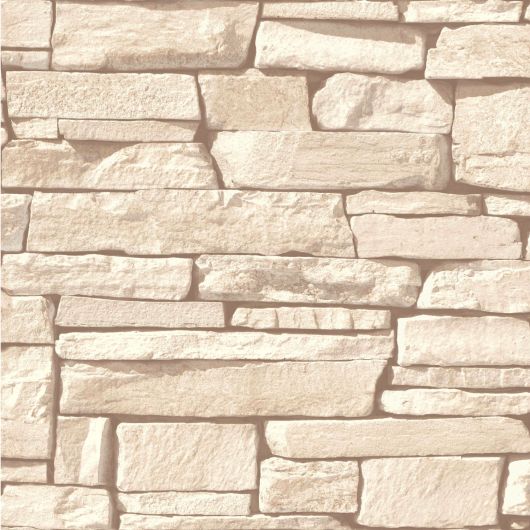 Papier peint vinyle sur intissé trompe l'œil beige et marron STONE WALL - Nomad par Grandeco - 115403