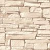 Papier peint vinyle sur intissé trompe l'œil beige et marron STONE WALL - Nomad par Grandeco - 115403
