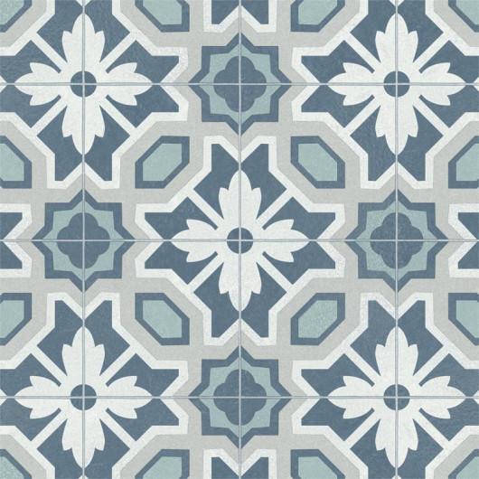 Sol Vinyle/PVC - 3m - carreaux de ciment bleu et gris ELEANOR 575 Texas New par IVC