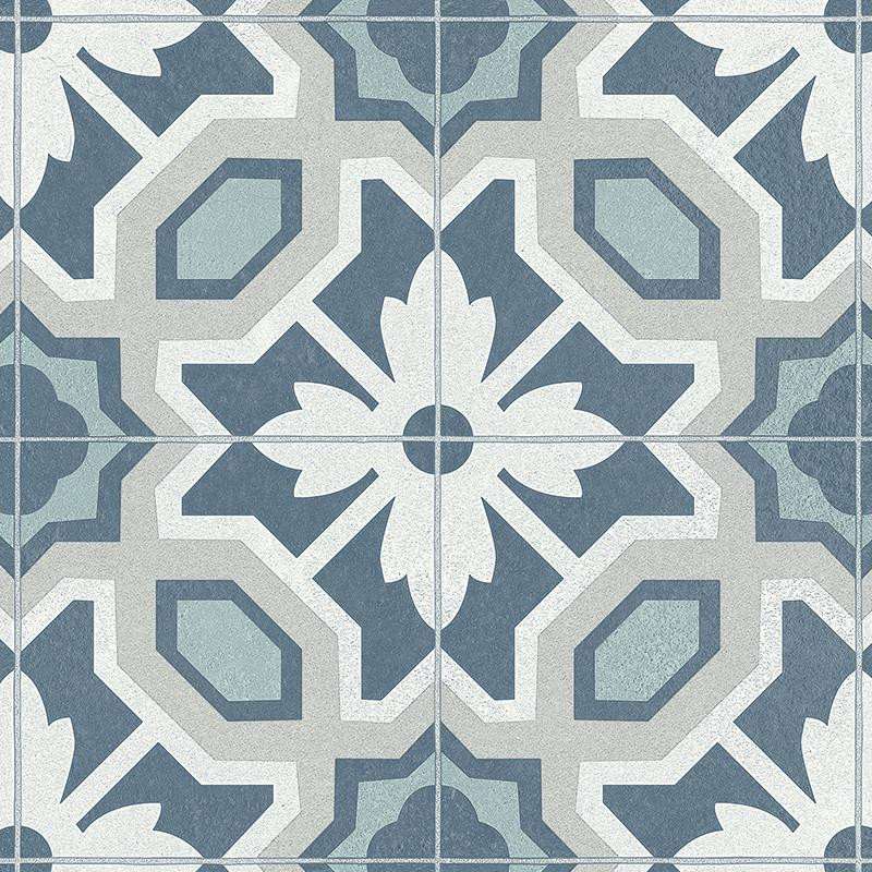 Sol Vinyle/PVC - 3m - carreaux de ciment bleu et gris ELEANOR 575 Texas New par IVC