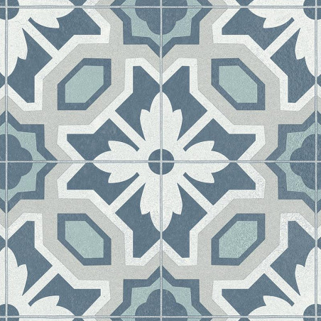 Sol Vinyle/PVC - 3m - carreaux de ciment bleu et gris ELEANOR 575 Texas New par IVC
