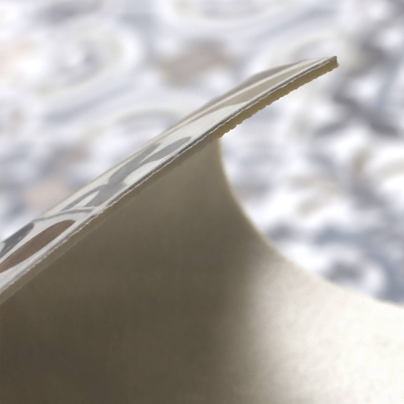 Sol Vinyle/PVC - 4m - carreaux de ciment beige, gris et fond  blanc grisé CARCASSONNE 529M - Optima Phonitec par Beauflor