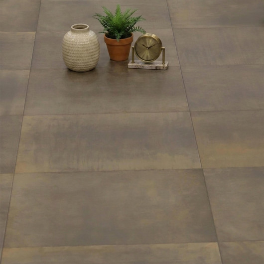 Sol Vinyle/PVC - 4m - carrelage marron cuivré JEFFERSSON 619M - Optima Moonlight par Beauflor