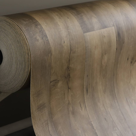 Sol Vinyle/PVC - 4m - parquet vintage chêne moyen et chanfrein noir VALLEY 162M - Optima Silvertex par Beauflor