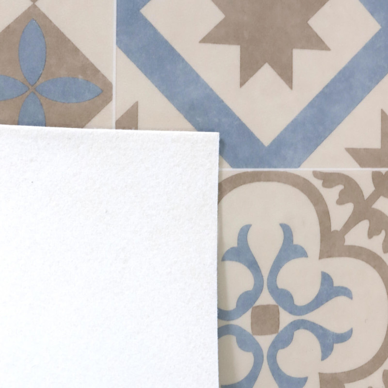 Sol Vinyle/PVC - 2m - carreaux de ciment bleu et beige AMADORA 171M Ultra par Beauflor