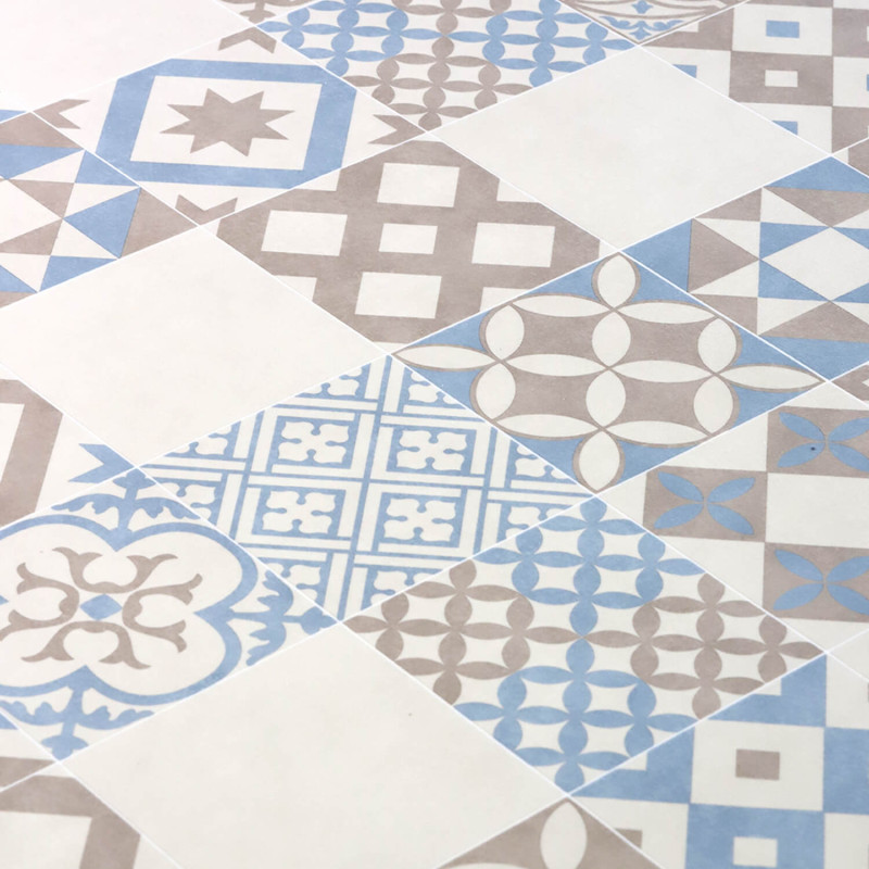 Sol Vinyle/PVC - 2m - carreaux de ciment bleu et beige AMADORA 171M Ultra par Beauflor
