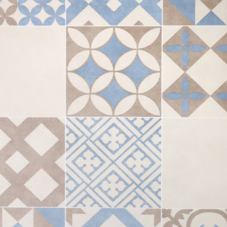Sol Vinyle/PVC - 2m - carreaux de ciment bleu et beige AMADORA 171M Ultra par Beauflor