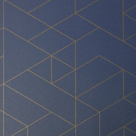 Sol Vinyle/PVC - 2m - géométrique bleu roi et motif ocre JESTER 578 - Essential Bingo par IVC
