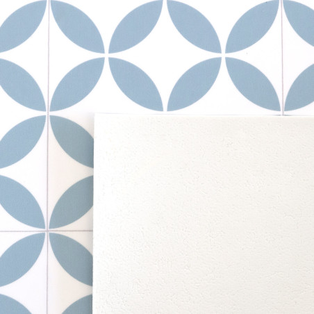 Sol Vinyle/PVC - 2 m - carrelage origami blanc et bleu nordique MAGALI 395 - Bingo Essential par IVC