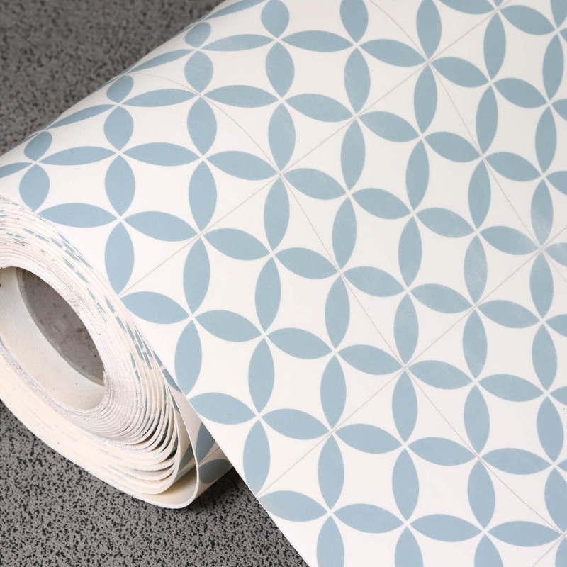 Sol Vinyle/PVC - 2 m - carrelage origami blanc et bleu nordique MAGALI 395 - Bingo Essential par IVC