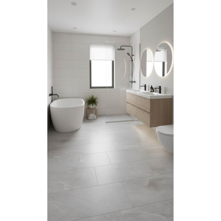 Sol Vinyle/PVC - Dalle clipsable - Carrelage marbré gris BETON - Origine par Mildecor