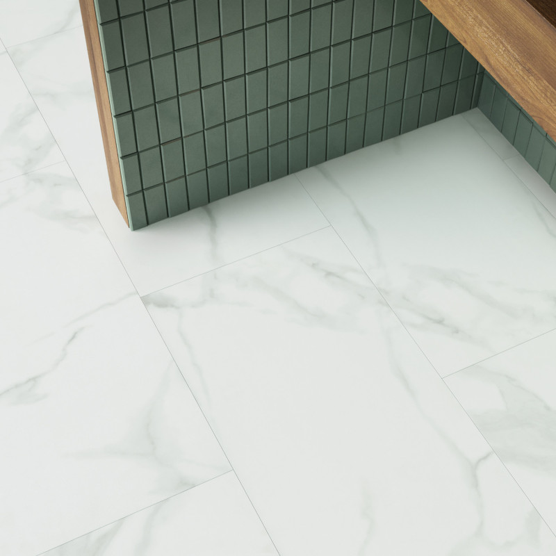 Sol Vinyle/PVC - Dalle clipsable - Carrelage marbré blanc PURE MARBLE SNOW - Invictus Primuspar Associated Weavers