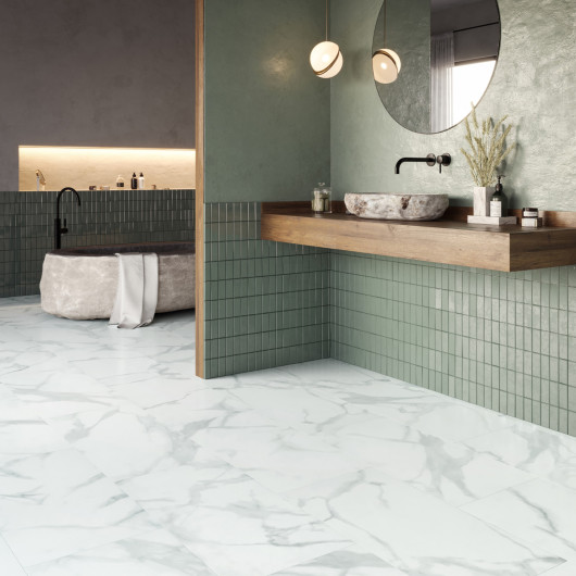 Sol Vinyle/PVC - Dalle clipsable - Carrelage marbré blanc PURE MARBLE SNOW - Invictus Primuspar Associated Weavers