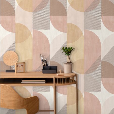 Papier peint vinyle sur intissé géométrique jaune, ocre et rose ZEBRA - Séjours et Chambres par Lutèce - 11220103