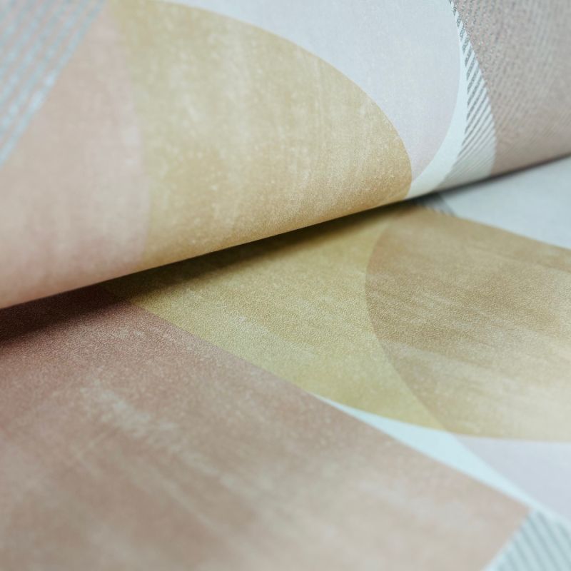 Papier peint vinyle sur intissé géométrique jaune, ocre et rose ZEBRA - Séjours et Chambres par Lutèce - 11220103