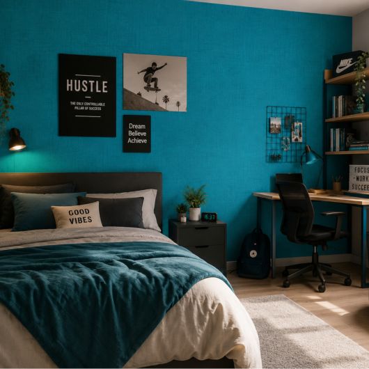 Papier peint vinyle sur intissé uni bleu canardTOPAZE - Villa Rosalie par Lutèce - 51174934