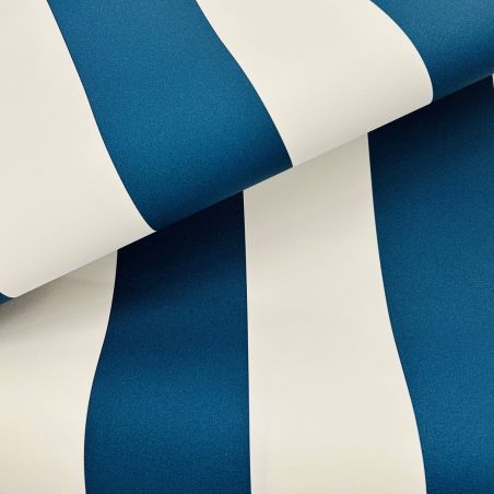Papier peint vinyle sur intissé géométrique bleu marine et blanc RAYURE XL - Cuisines et Bains par Lutèce - 51231611