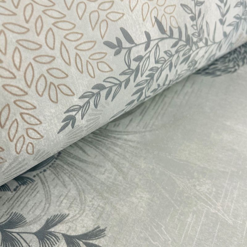 Papier peint vinyle sur intissé feuillage bleu grisé et argent JARDIN JAPONAIS - Cuisines et Bains par Lutèce - 51231711