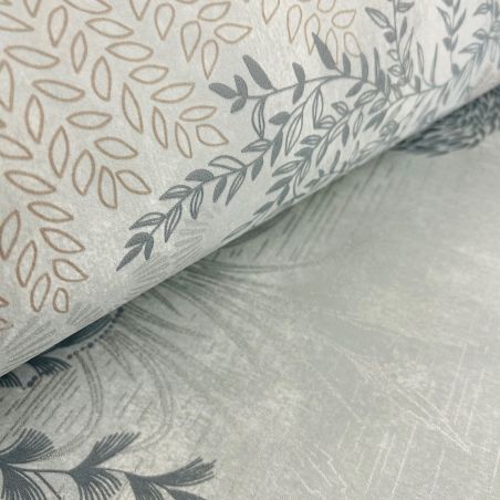 Papier peint vinyle sur intissé feuillage bleu grisé et argent JARDIN JAPONAIS - Cuisines et Bains par Lutèce - 51231711