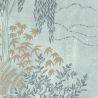 Papier peint vinyle sur intissé feuillage bleu grisé et argent JARDIN JAPONAIS - Cuisines et Bains par Lutèce - 51231711