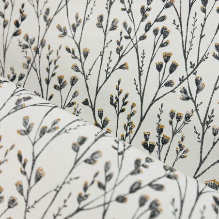 Papier peint vinyle sur intissé feuillage ocre pailleté et gris FLORAISON - Séjours et Chambres par Lutèce - 11180802