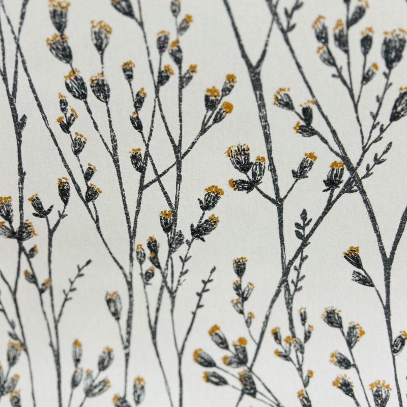 Papier peint vinyle sur intissé feuillage ocre pailleté et gris FLORAISON - Séjours et Chambres par Lutèce - 11180802