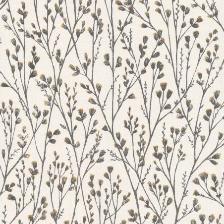 Papier peint vinyle sur intissé feuillage ocre pailleté et gris FLORAISON - Séjours et Chambres par Lutèce - 11180802