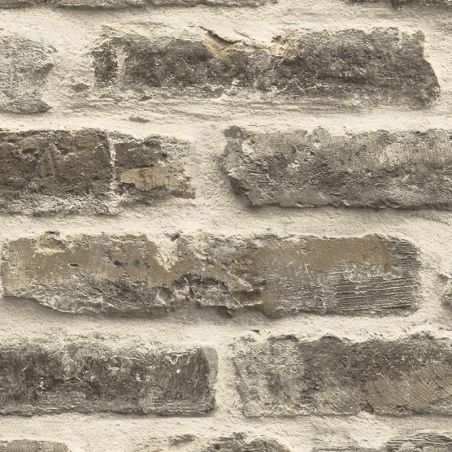 Papier peint standard trompe l'œil gris et marron BRICK - Imprim'luxe par Ugepa - j17939