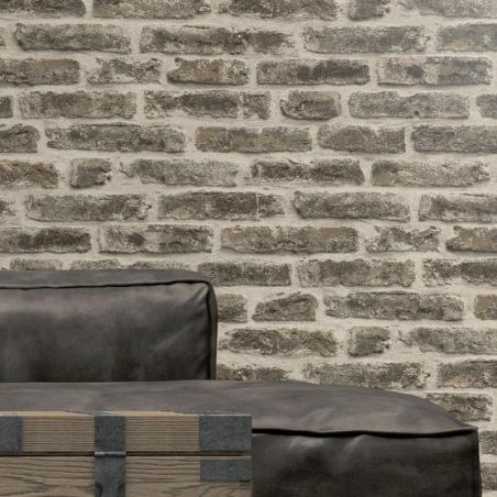 Papier peint standard trompe l'œil gris et marron BRICK - Imprim'luxe par Ugepa - j17939