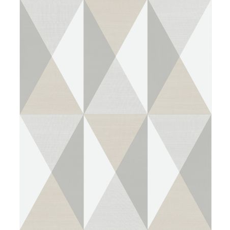 Papier peint vinyle sur intissé géométrique gris et beige NORMAN - Imprim'luxe par Ugepa - j67919