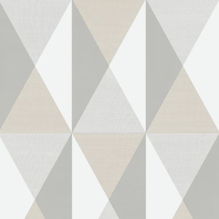 Papier peint vinyle sur intissé géométrique gris et beige NORMAN - Imprim'luxe par Ugepa - j67919