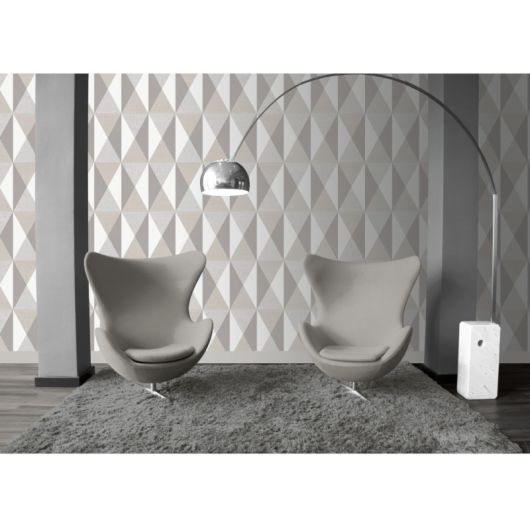 Papier peint vinyle sur intissé géométrique gris et beige NORMAN - Imprim'luxe par Ugepa - j67919